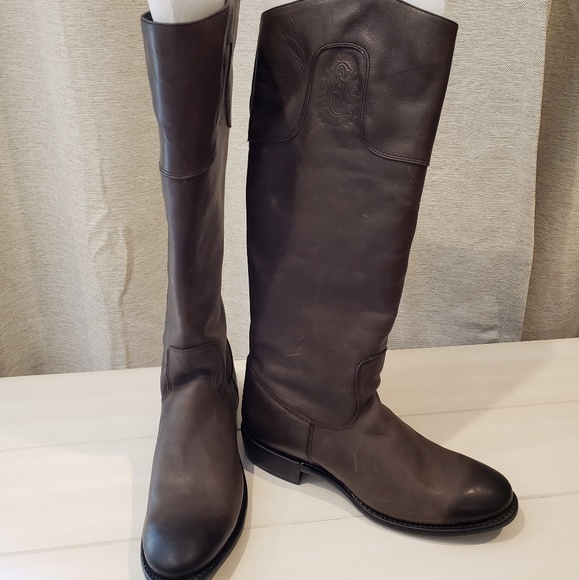 grey leather tall boots